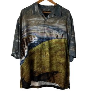 Guy Buffet Silk Golf Button Front Shirt Size Large